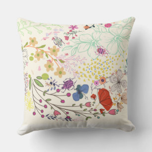 Girly Spring Floral Ivory  Cushion