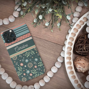 Girly Stripe Floral Pretty Modern Trendy  iPhone 13 Pro Max Case