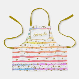 Girly stripes and stars  personalised apron