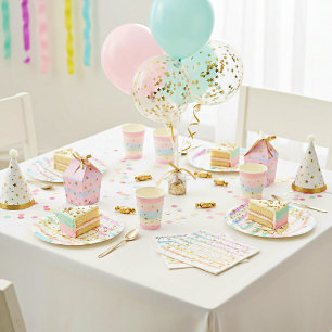 Girly stripes and stars personalised birthday napkin