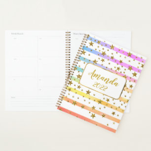 Girly stripes and stars  personalised planner
