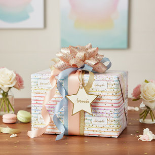 Girly stripes and stars wrapping paper