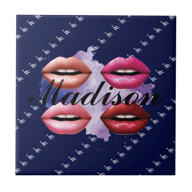Girly Style Lips Beauty Custom Personalised Ceramic Tile (Front)