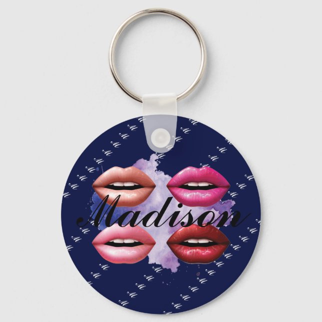 Girly Style Lips Beauty Custom Personalised Key Ring (Front)