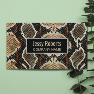 Girly stylish animal print snake skin fashion business card