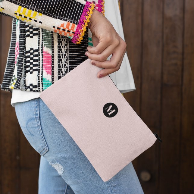 Girly Stylish Blush Pink Monogrammed  Accessory Pouch (Creator Uploaded)