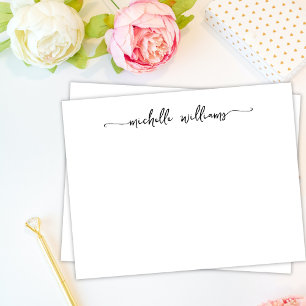 Girly Stylish Calligraphy Script Signature Black  Card