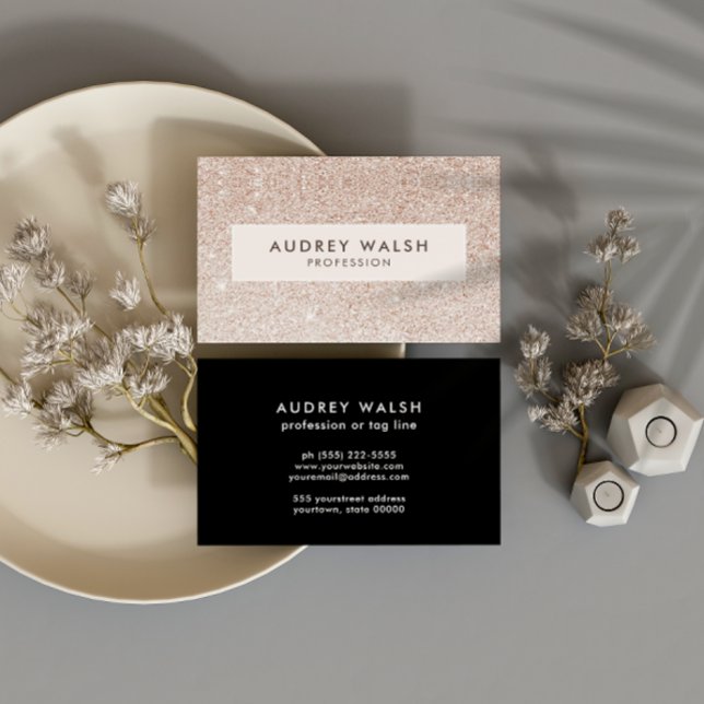 Girly Stylish Champagne pink glitter Luxury Business Card (Creator Uploaded)