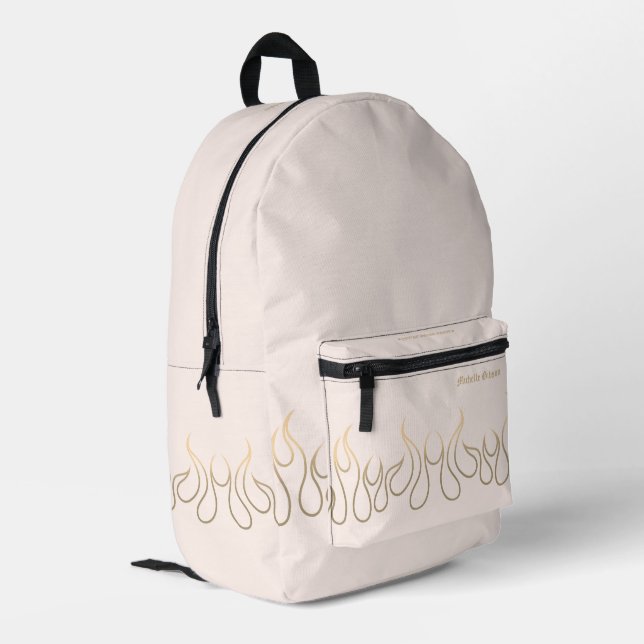 Girly Stylish Fire Flame Pink Gold Printed Backpack (Back Corner Left)
