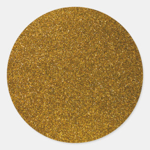 Girly Stylish Gold Glitter Photo Print Classic Round Sticker