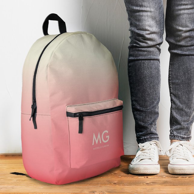 Girly Stylish Peach Pink Ombre Aesthetic Summer Printed Backpack (Girly Stylish Peach Pink Ombre Aesthetic Summer Printed Backpack
)