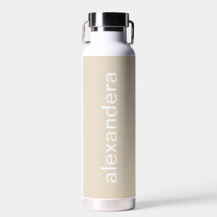 Girly Stylish Personalised Beige Cream Water Bottle