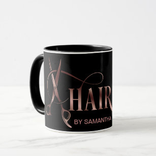 Girly stylist rose gold typography hair scissors mug