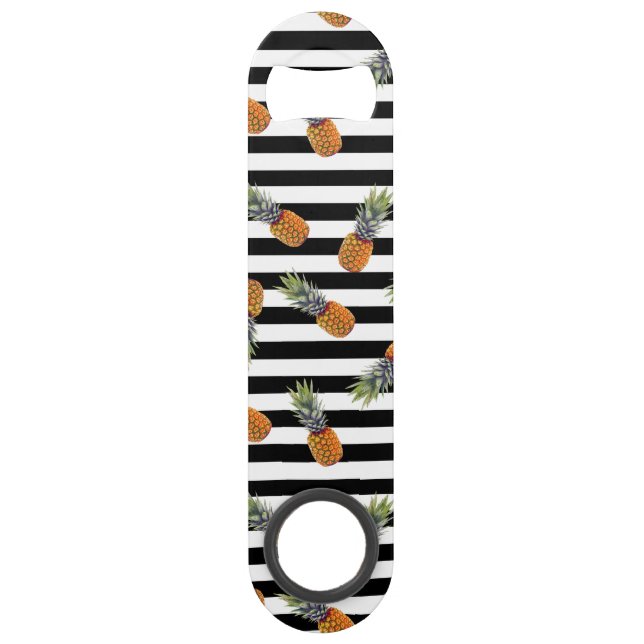 Girly Summer Pineapple Pattern | Black Striped (Front)