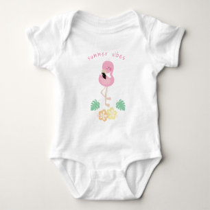 Girly Summer Vibes Cute Flamingo Pink Baby Bodysuit