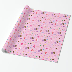 Girly Sweet Candy Pattern For Birthday Girl Wrapping Paper