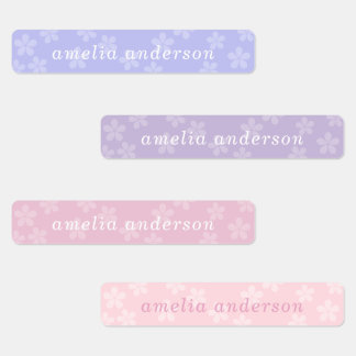 Girly Sweet Pink Floral School Waterproof Name