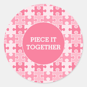 Girly Sweet Pink Piece It Together Puzzle  Classic Round Sticker