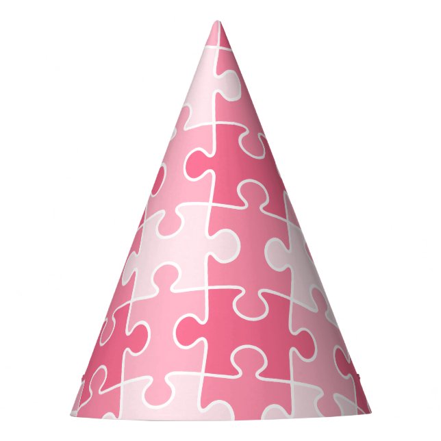 Girly Sweet Pink Puzzles Piece Party Hat (Front)