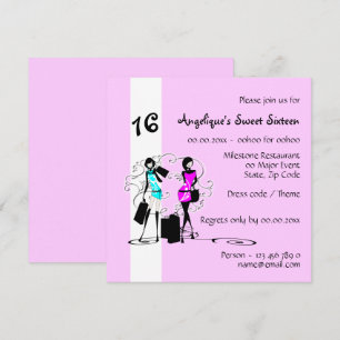 Girly sweet sixteen fashion models   Paris chic Invitation