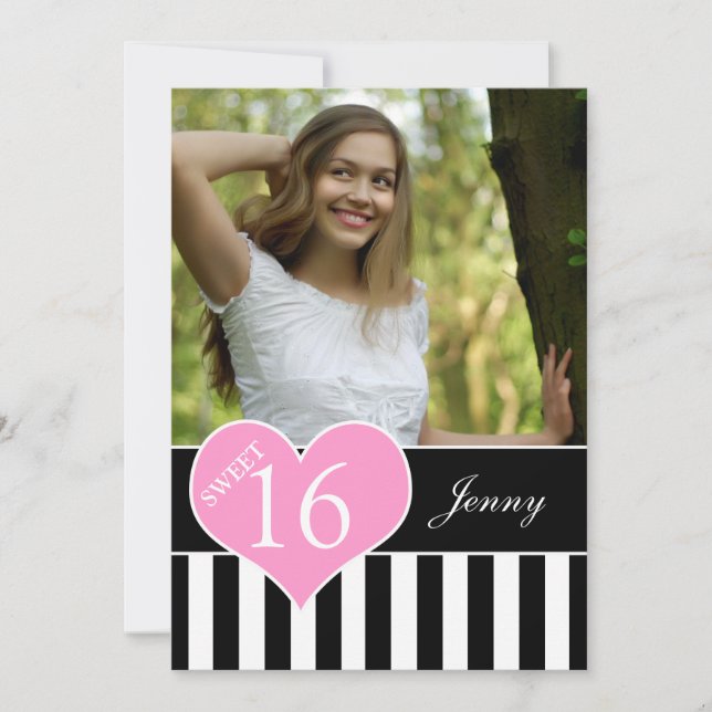 GIRLY SWEET SIXTEEN PHOTO INVITATION (Front)