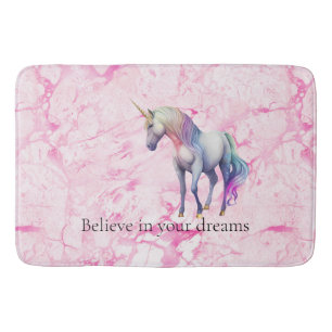 Girly Swirly Pink Unicorn Bath Mat