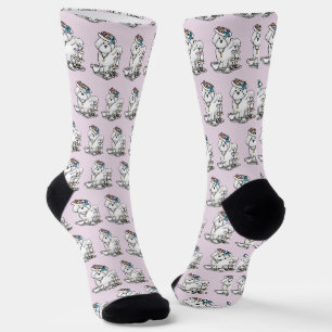 Girly Tea Party Bichon Frise Dog - Cute Socks