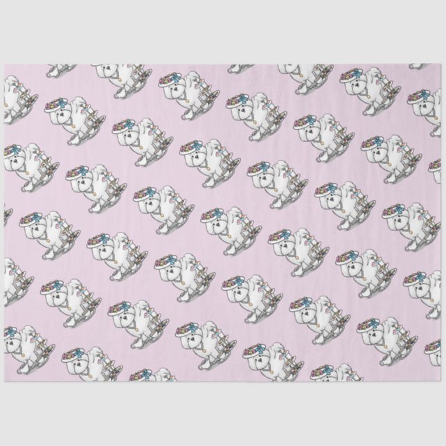 Girly Tea Party Bichon Frise Dog - Cute Tissue Paper (Front)