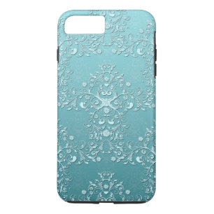 Girly Teal Damask Aqua iPhone 7 case