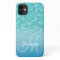 Girly Teal Faux Glitter Monogram Name Personalized