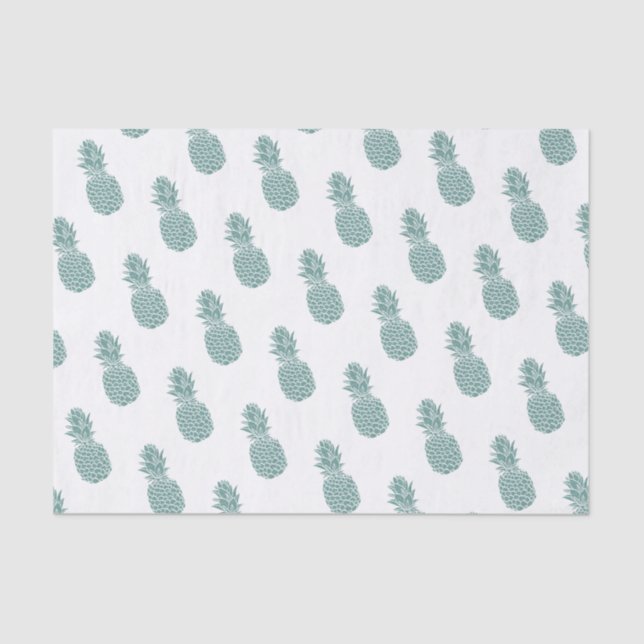 Girly Teal Glitter Pineapple Pattern Tissue Paper (Front)