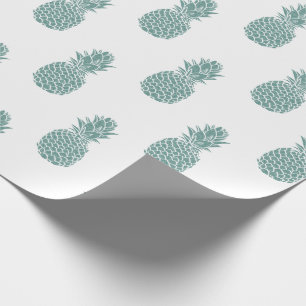 Girly Teal Glitter Pineapple Pattern Wrapping Paper