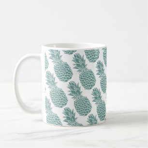 Girly Teal Glitter Pineapple Sparkle Pattern Coffee Mug