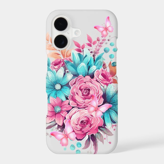 Girly Teal & Pink Butterfly  (Back)