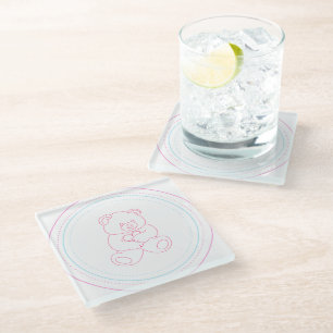 Girly Teddy Bear Glass Coaster