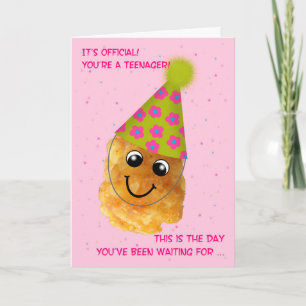 Girly Teenager Birthday 13 Funny Tater Tot on Pink Card