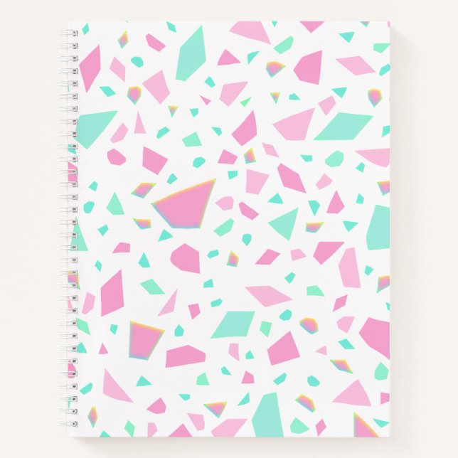 Girly Terrazzo Pattern Pink and Green Notebook (Front)