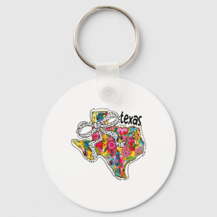 Girly Texas State Map Floral Coquette Bow 4th Of J Key Ring