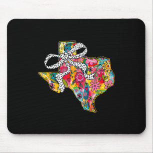 Girly Texas State Map Floral Coquette Bow 4th Of J Mouse Pad