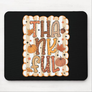 Girly Thankful Thanksgiving Pumpkin Autumn Season Mouse Pad