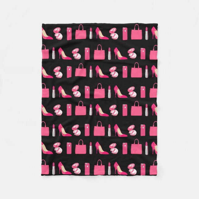 Girly things black fleece blanket (Front)