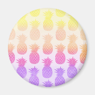 Girly Topical Rainbow Summer Pineapples Pattern Magnet