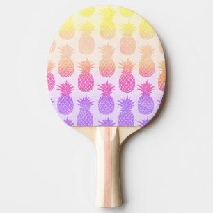 Girly Topical Rainbow Summer Pineapples Pattern Ping Pong Paddle