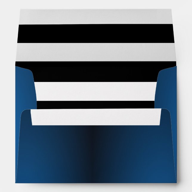 Girly Trend Blue Glitter and Black White Stripes Envelope (Back (Bottom))