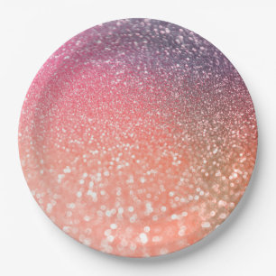 Girly Trend Rose Gold Blush Glitter Paper Plate
