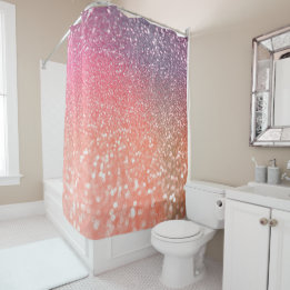 Girly Trend Rose Gold Blush Glitter Shower Curtain