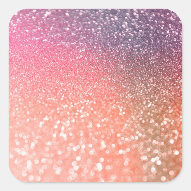 Girly Trend Rose Gold Blush Glitter Square Sticker (Front)