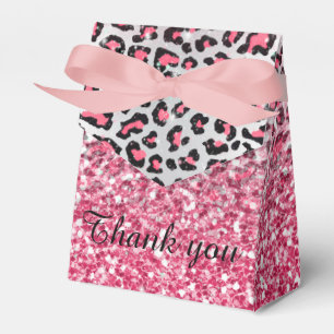 girly trendy bubble gum pink leopard animal print favour box