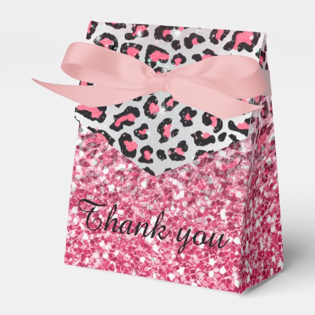 girly trendy bubble gum pink leopard animal print favour box (Front Side)