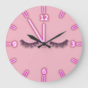 Girly Trendy Glitter Faux Lashes -Personalised Large Clock